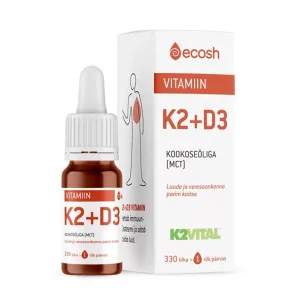 K2+D3 VITAMIIN – luid ja lihaseid toetav, 10ml, Ecosh