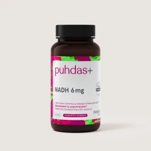 NADH 6mg – vitamiini B3 bioloogiliselt aktiivne vorm, 50 kapslit, Puhdas+