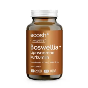 BOSWELLIA + LIPOSOOMNE KURKUMIIN – looduslik abi valu korral, 60 kapslit, Ecosh